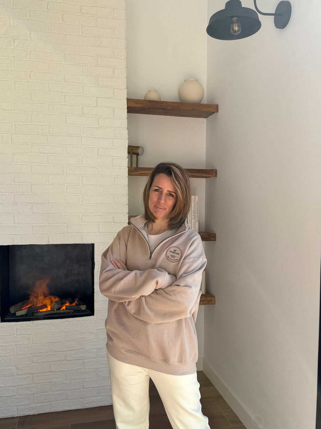 SUDADERA OVERSIZE CON CREMALLERA - CUERDA NATURAL