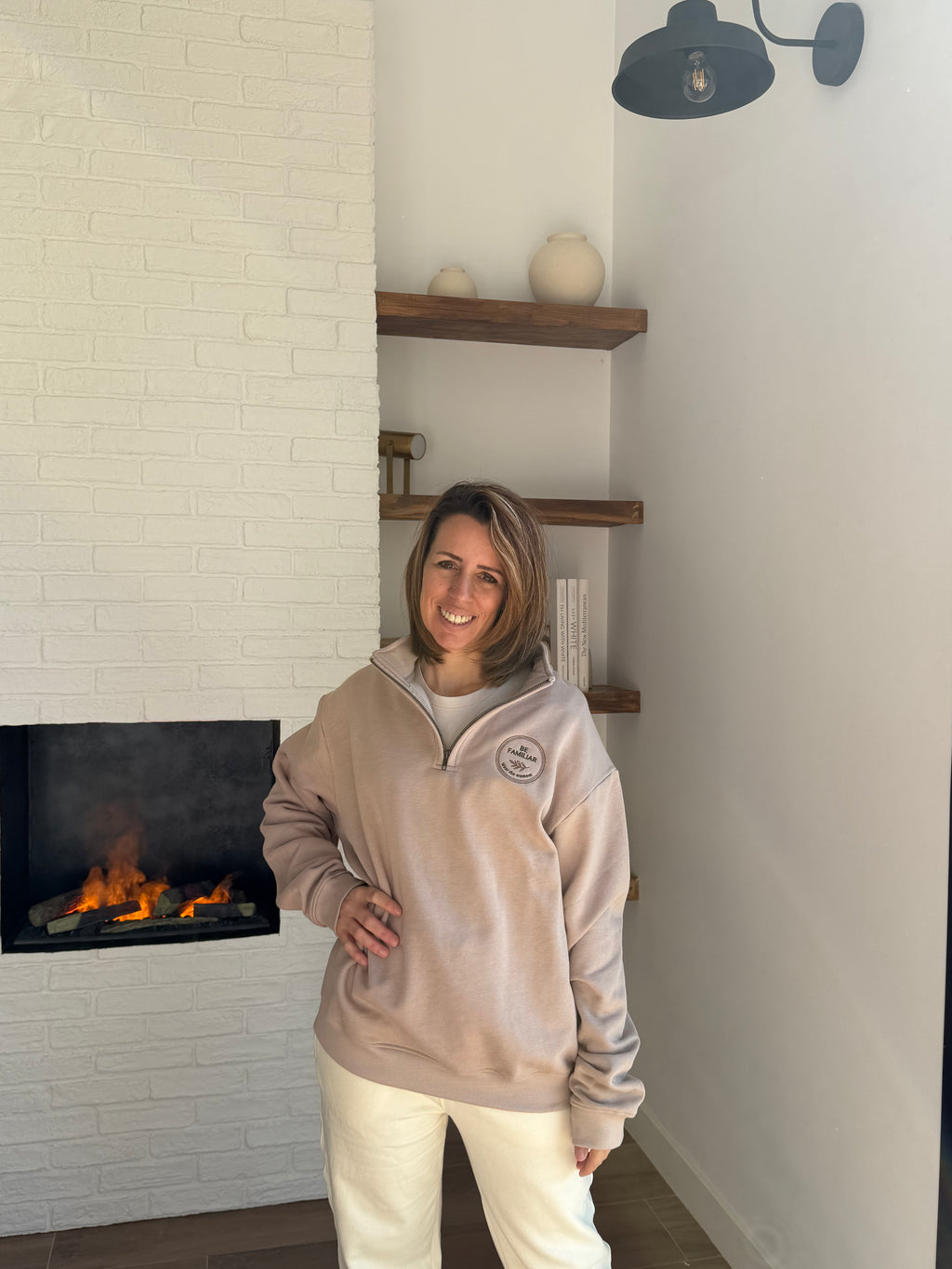 SUDADERA OVERSIZE CON CREMALLERA - CUERDA NATURAL