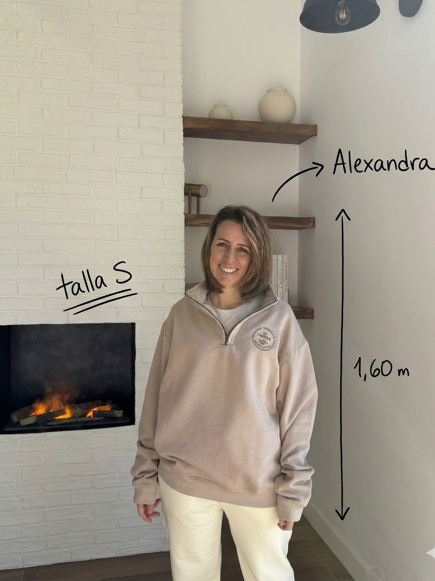 SUDADERA OVERSIZE CON CREMALLERA - CUERDA NATURAL