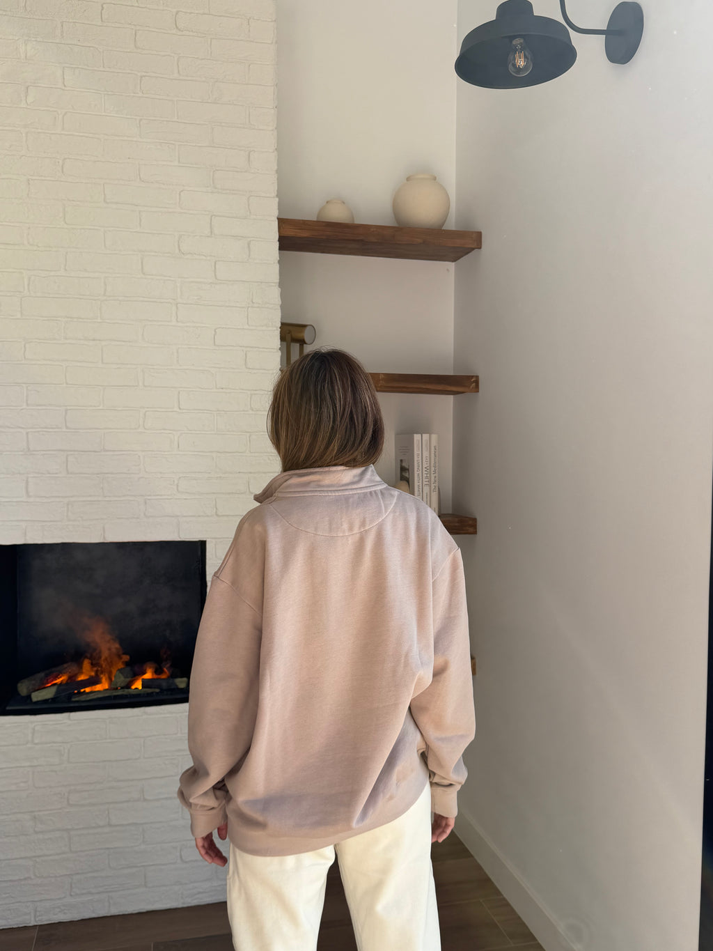 SUDADERA OVERSIZE CON CREMALLERA - CUERDA NATURAL